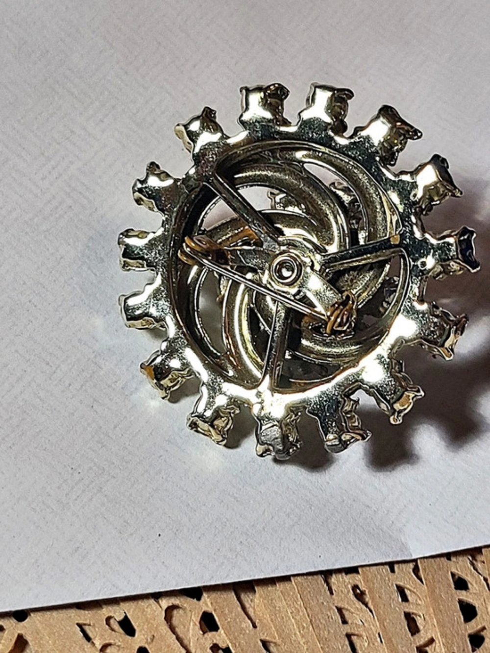 Blue Rhinestone Sunburst Brooch - Picture 7 of 17
